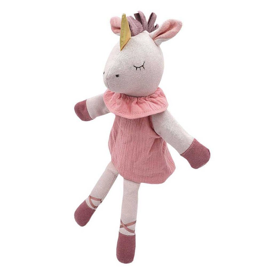 Bambino maximo | Handpuppe Einhorn, Gestrick, Musselin Muschelrosa/Altrosa