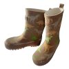 Mini maximo | Gummistiefel "Dinosaurier", Jerseyfutter, Ao Print, Reflekt 3M Kastanie/Verde