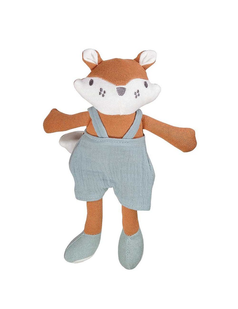 Bambino maximo | Puppe, Fuchs Mit Hose Musselistoff, Gestrick Marrone Bombay/Blu Fumo