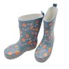 Mini maximo | Gummistiefel "Erdbeere", Jerseyfutter, Ao Print, Reflekt 3M Denim/Hellterra