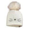 Mini maximo | Mini Girl-Beanie, Corto, Hell Flockmotiv Schnurrbart, Pompon, Futter Champignon