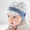 Bambino maximo | Baby Boy-Schildmutze Jerseybund, Bindeband Weis-Himmel-Fische