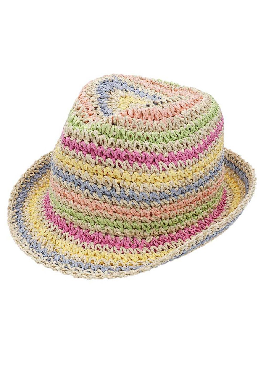 Mini maximo | Mini Girl-Trilby, Handarbeit Bianco Sabbia/Multicolore