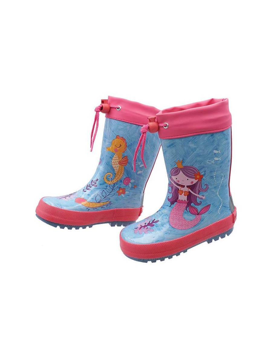 Bambini maximo | Gummistiefel, Stampa Fotografica "Meerjungfrau", Jerseyfutter Fiore Di Rosa/Blu